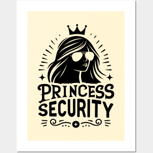 Princess Security Guarding Mom Gift Family Trip - Black Posters and Art